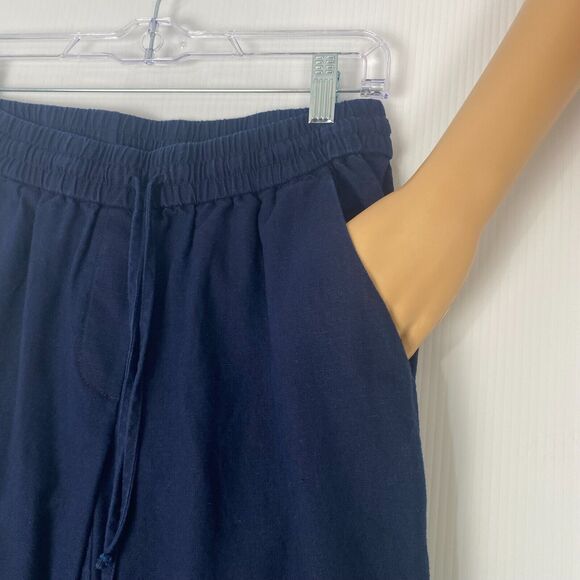 J.Crew Linen-Cotton Blend Navy Blue Drawstring Casual Pull On Pants Size 2 - Picture 5 of 16